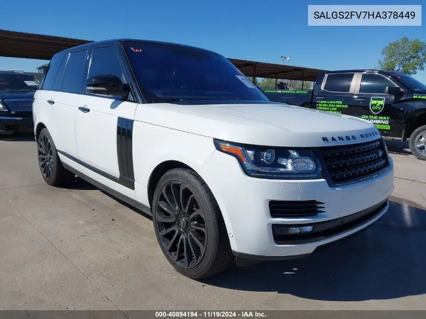 2017 Land Rover Range Rover 3.0L V6 Supercharged Hse VIN: SALGS2FV7HA378449 Lot: 40894194