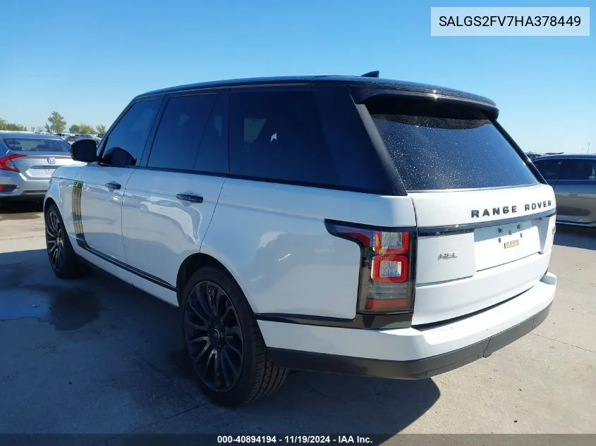 2017 Land Rover Range Rover 3.0L V6 Supercharged Hse VIN: SALGS2FV7HA378449 Lot: 40894194