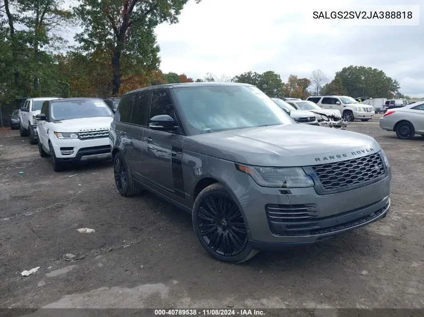 2018 Land Rover Range Rover 3.0L V6 Supercharged Hse VIN: SALGS2SV2JA388818 Lot: 40789538