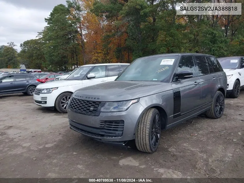 2018 Land Rover Range Rover 3.0L V6 Supercharged Hse VIN: SALGS2SV2JA388818 Lot: 40789538