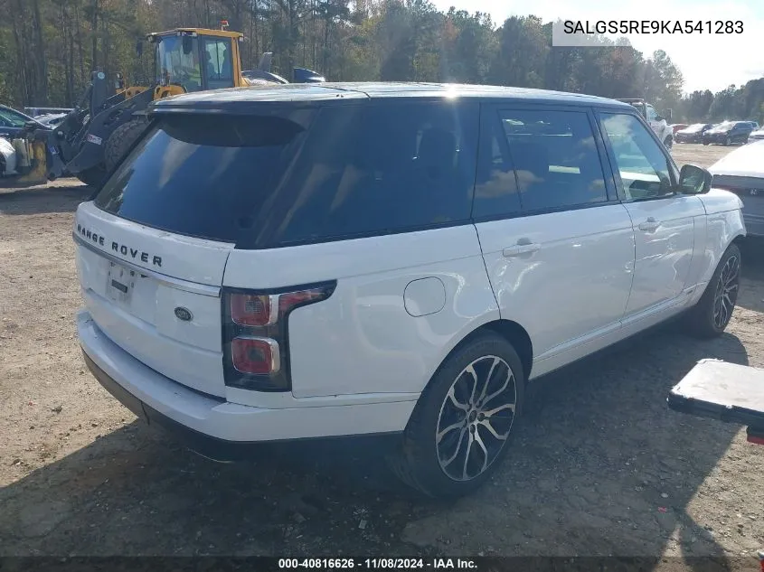 2019 Land Rover Range Rover 5.0L V8 Supercharged VIN: SALGS5RE9KA541283 Lot: 40816626