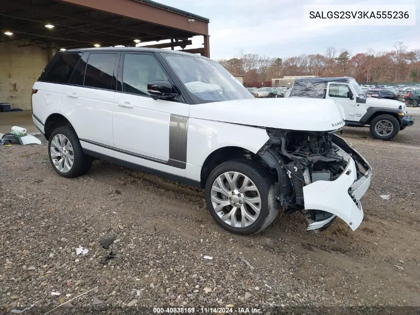 2019 Land Rover Range Rover 3.0L V6 Supercharged Hse VIN: SALGS2SV3KA555236 Lot: 40838159