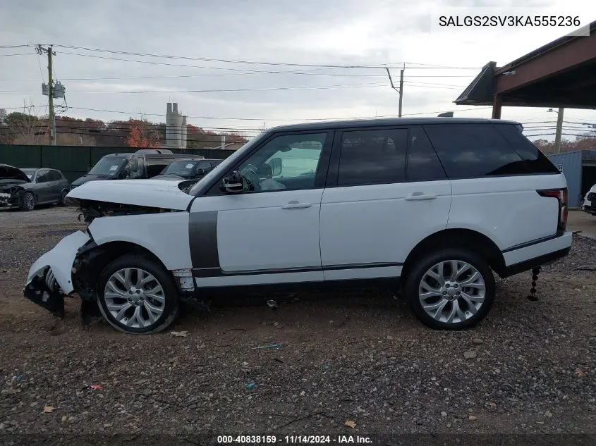 2019 Land Rover Range Rover 3.0L V6 Supercharged Hse VIN: SALGS2SV3KA555236 Lot: 40838159