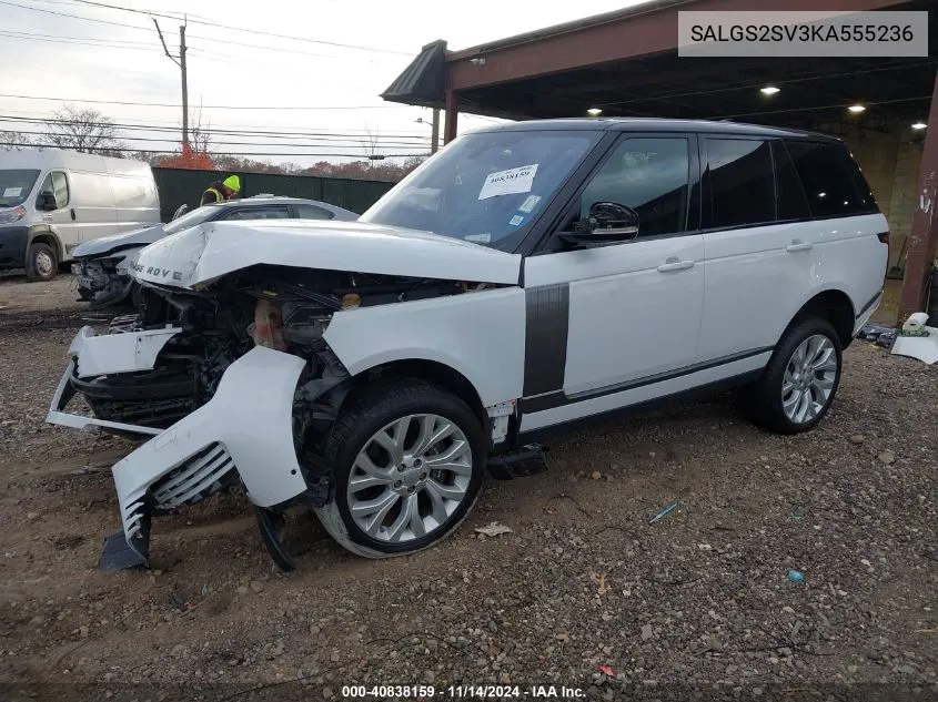 2019 Land Rover Range Rover 3.0L V6 Supercharged Hse VIN: SALGS2SV3KA555236 Lot: 40838159