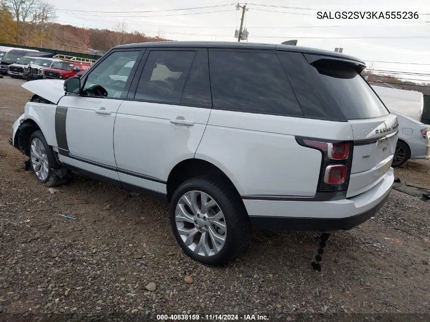 2019 Land Rover Range Rover 3.0L V6 Supercharged Hse VIN: SALGS2SV3KA555236 Lot: 40838159