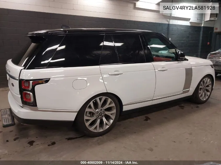 2020 Land Rover Range Rover Autobiography VIN: SALGV4RY2LA581928 Lot: 40852009