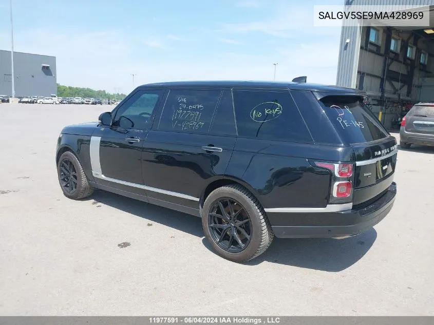 2021 Land Rover Range Rover Autobiography VIN: SALGV5SE9MA428969 Lot: 11977591