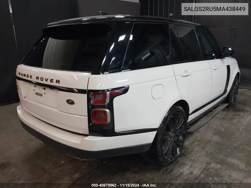 2021 Land Rover Range Rover Hse Westminster Edition VIN: SALGS2RU5MA438449 Lot: 40879962