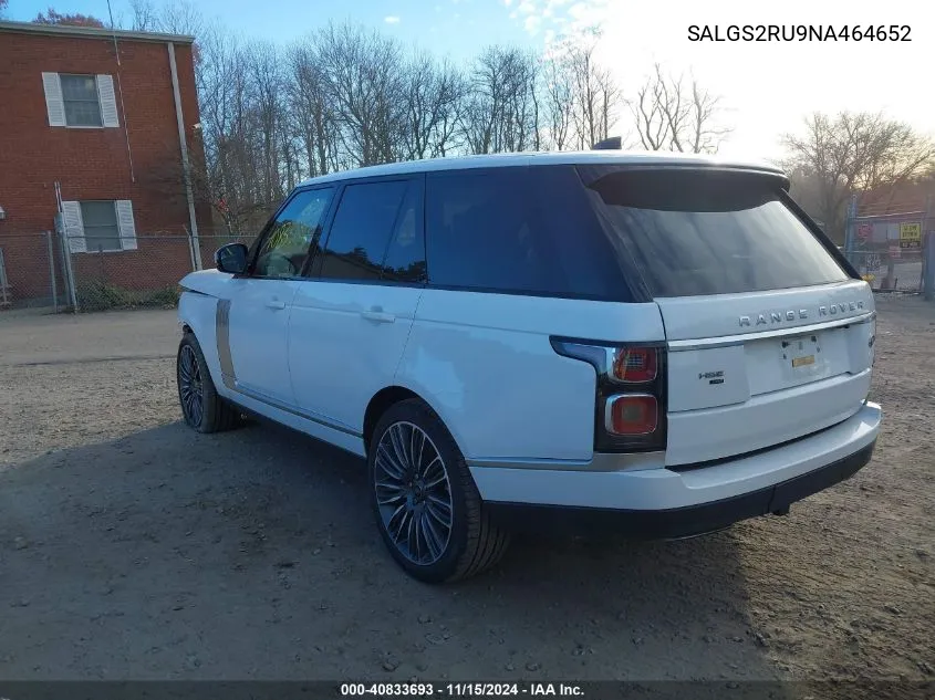 2022 Land Rover Range Rover Westminster VIN: SALGS2RU9NA464652 Lot: 40833693