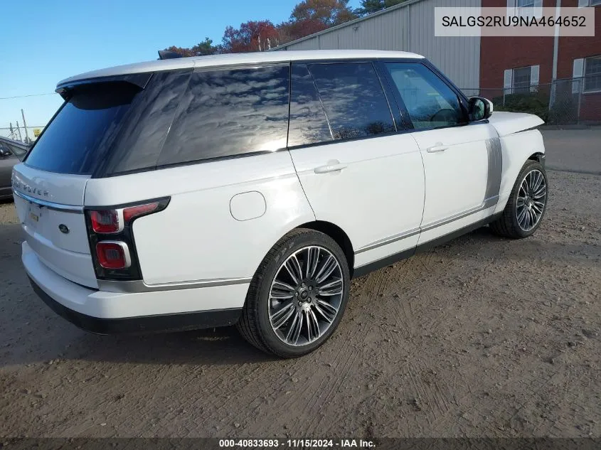 2022 Land Rover Range Rover Westminster VIN: SALGS2RU9NA464652 Lot: 40833693