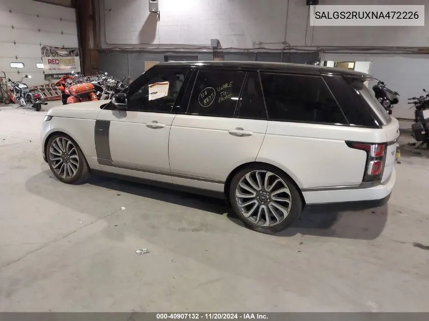 2022 Land Rover Range Rover Westminster VIN: SALGS2RUXNA472226 Lot: 40907132