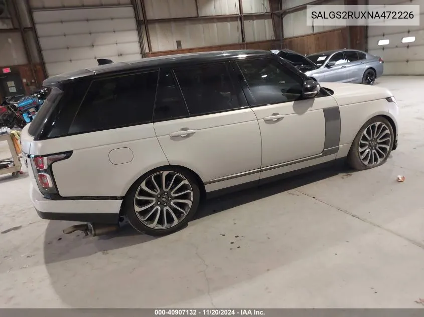 2022 Land Rover Range Rover Westminster VIN: SALGS2RUXNA472226 Lot: 40907132