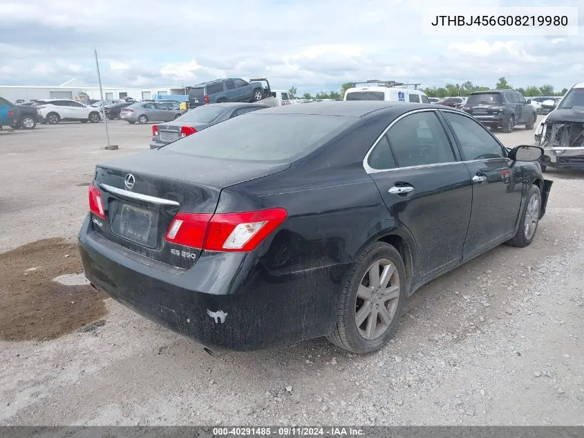 2008 Lexus Es3 VIN: JTHBJ456G08219980 Lot: 40291485