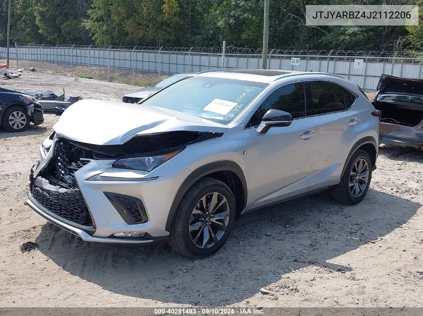 2018 Lexus Nx 300 F Sport VIN: JTJYARBZ4J2112206 Lot: 40281483