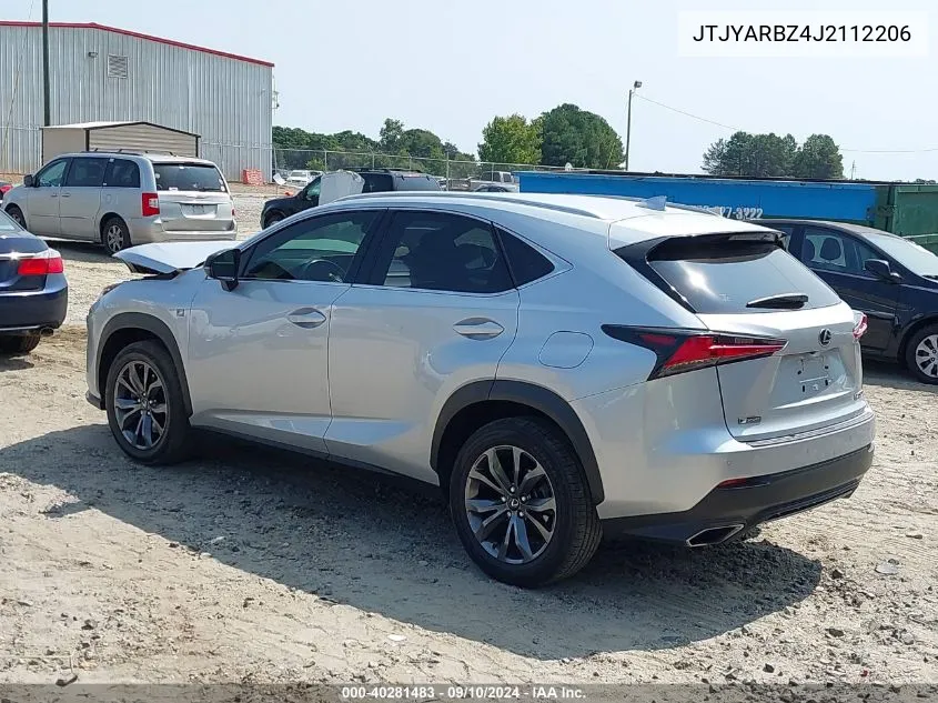 2018 Lexus Nx 300 F Sport VIN: JTJYARBZ4J2112206 Lot: 40281483