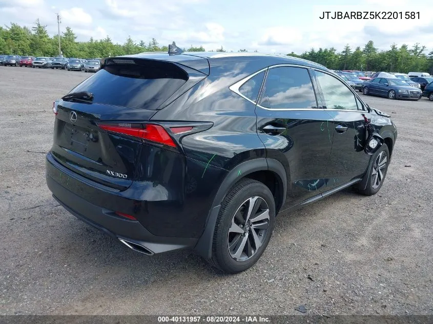 2019 Lexus Nx 300 VIN: JTJBARBZ5K2201581 Lot: 40131957