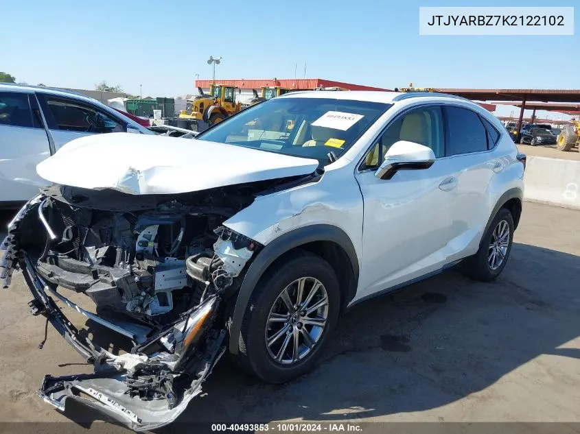 2019 Lexus Nx 300 VIN: JTJYARBZ7K2122102 Lot: 40493853