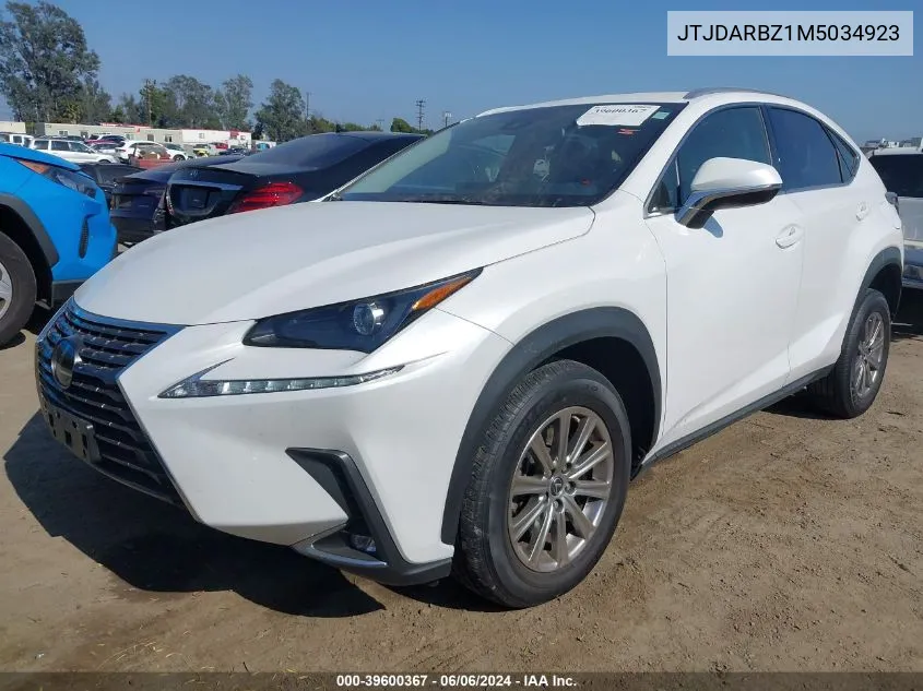 2021 Lexus Nx 300 VIN: JTJDARBZ1M5034923 Lot: 39600367