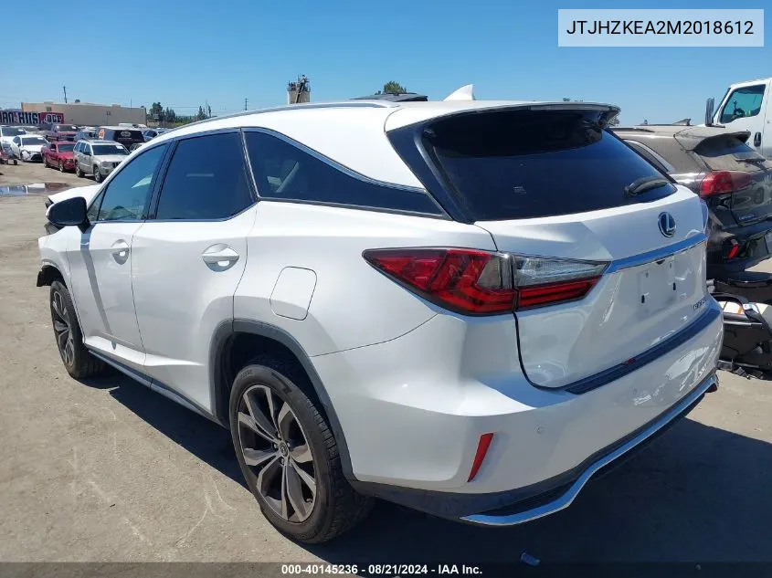 2021 Lexus Rx 350L VIN: JTJHZKEA2M2018612 Lot: 40145236