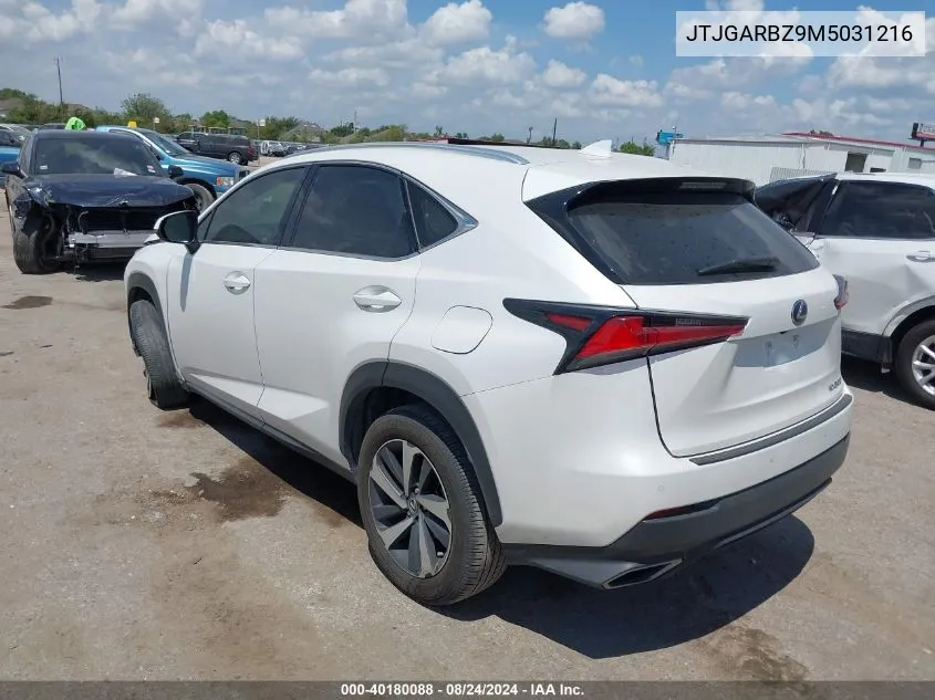 2021 Lexus Nx 300 VIN: JTJGARBZ9M5031216 Lot: 40180088