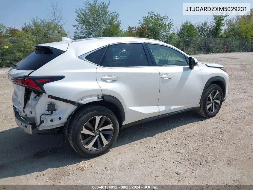 2021 Lexus Nx 300 VIN: JTJGARDZXM5029231 Lot: 40194012