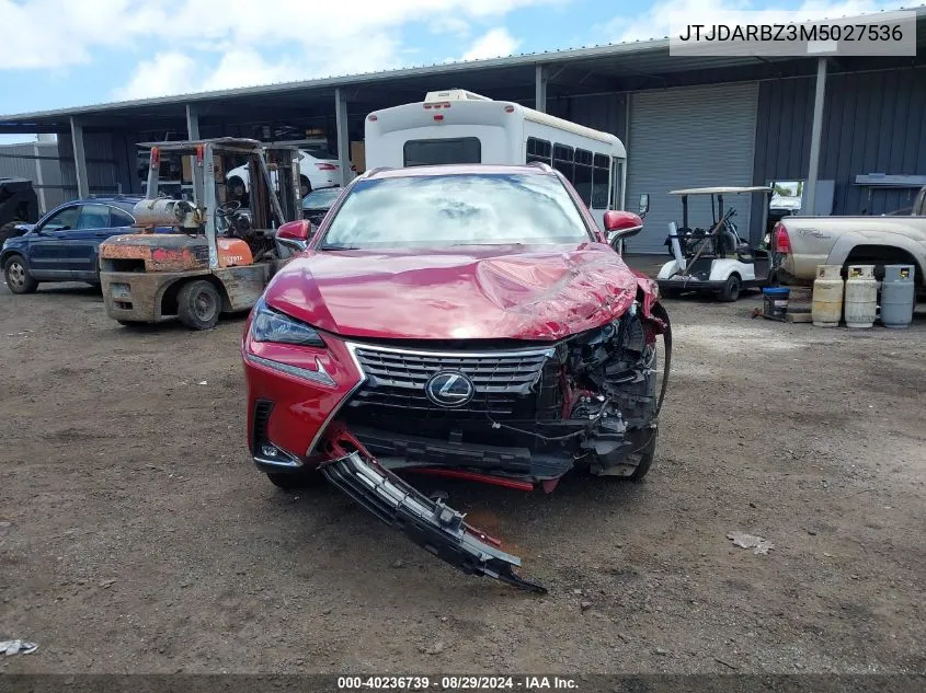 2021 Lexus Nx 300 VIN: JTJDARBZ3M5027536 Lot: 40236739