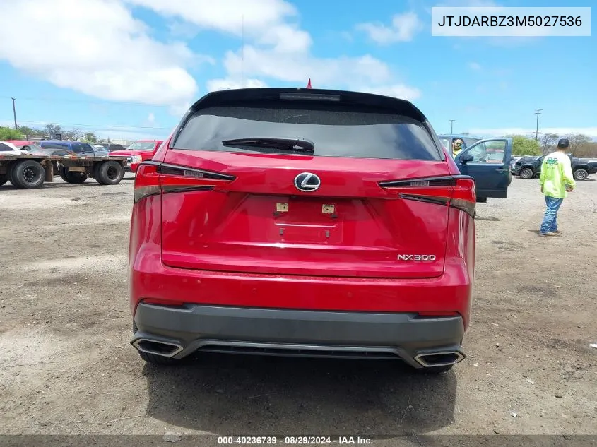 2021 Lexus Nx 300 VIN: JTJDARBZ3M5027536 Lot: 40236739