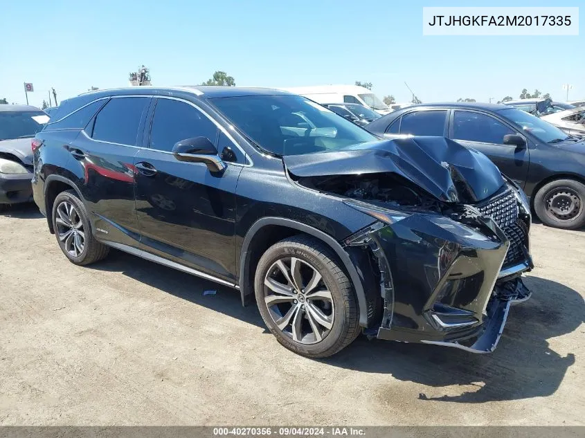 JTJHGKFA2M2017335 2021 Lexus Rx 450Hl