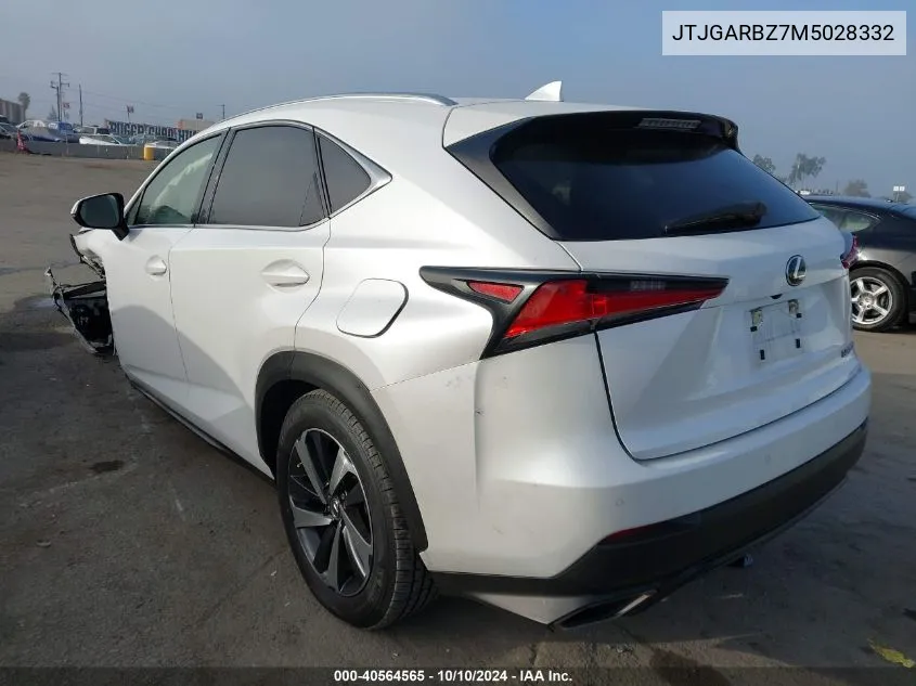 2021 Lexus Nx 300 VIN: JTJGARBZ7M5028332 Lot: 40564565