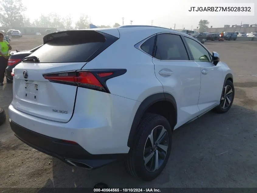 2021 Lexus Nx 300 VIN: JTJGARBZ7M5028332 Lot: 40564565