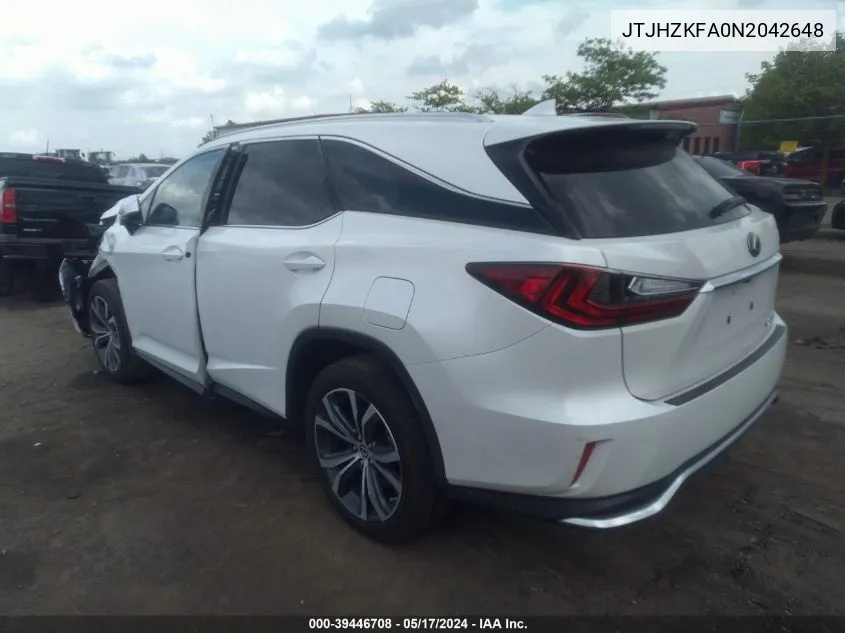 2022 Lexus Rx 350L VIN: JTJHZKFA0N2042648 Lot: 39446708