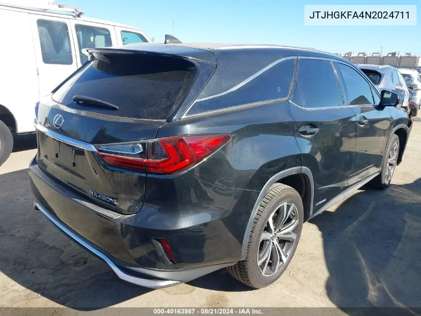 2022 Lexus Rx 450Hl VIN: JTJHGKFA4N2024711 Lot: 40163987