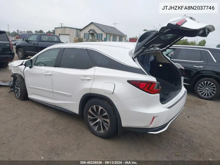 2022 Lexus Rx 350L VIN: JTJHZKFA8N2037746 Lot: 40238026