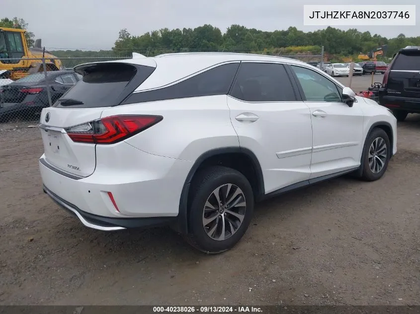 2022 Lexus Rx 350L VIN: JTJHZKFA8N2037746 Lot: 40238026