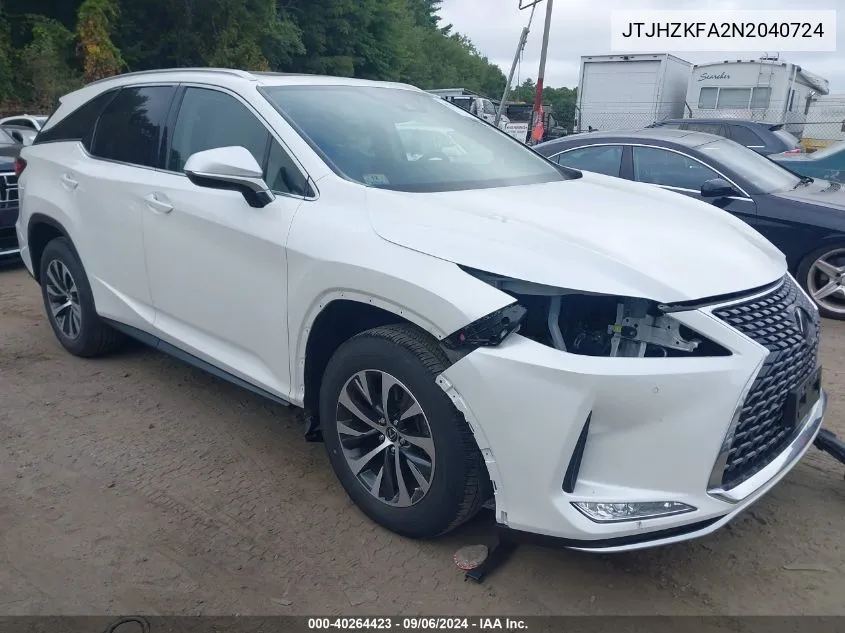 2022 Lexus Rx 350L VIN: JTJHZKFA2N2040724 Lot: 40264423