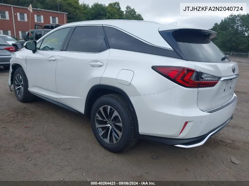 2022 Lexus Rx 350L VIN: JTJHZKFA2N2040724 Lot: 40264423