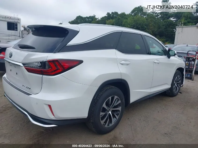 2022 Lexus Rx 350L VIN: JTJHZKFA2N2040724 Lot: 40264423