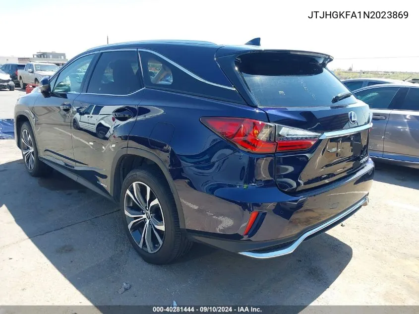 2022 Lexus Rx 450Hl 450H L VIN: JTJHGKFA1N2023869 Lot: 40281444