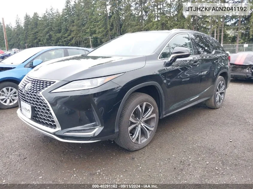 2022 Lexus Rx 350L VIN: JTJHZKFA0N2041192 Lot: 40291162