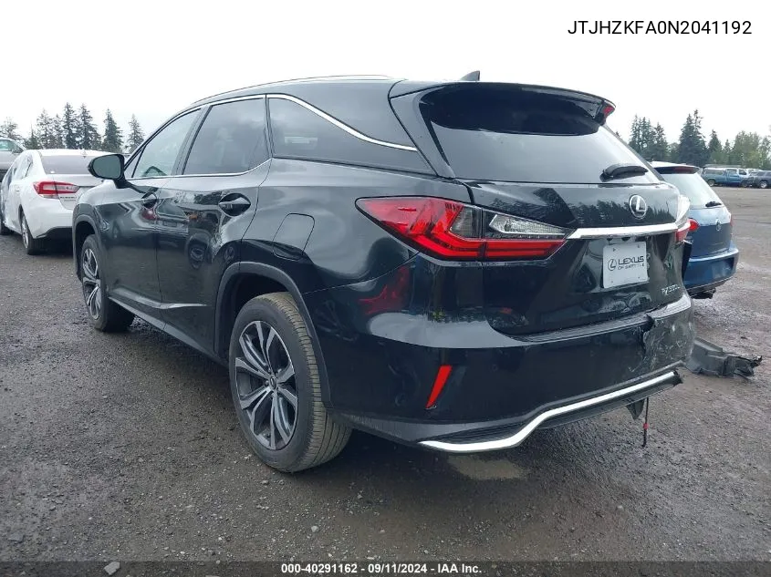 2022 Lexus Rx 350L VIN: JTJHZKFA0N2041192 Lot: 40291162