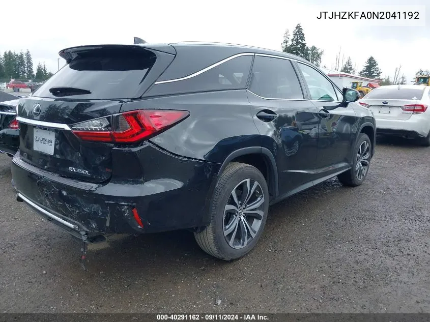 2022 Lexus Rx 350L VIN: JTJHZKFA0N2041192 Lot: 40291162