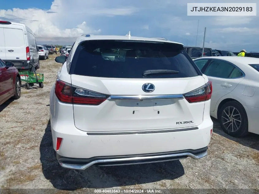 2022 Lexus Rx 350L VIN: JTJHZKEA3N2029183 Lot: 40483543