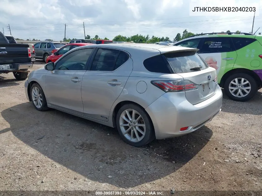 JTHKD5BHXB2040203 2011 Lexus Ct 200H Premium