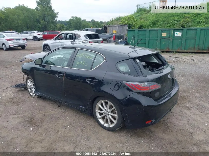 2011 Lexus Ct 200H Premium VIN: JTHKD5BH7B2010575 Lot: 40051662