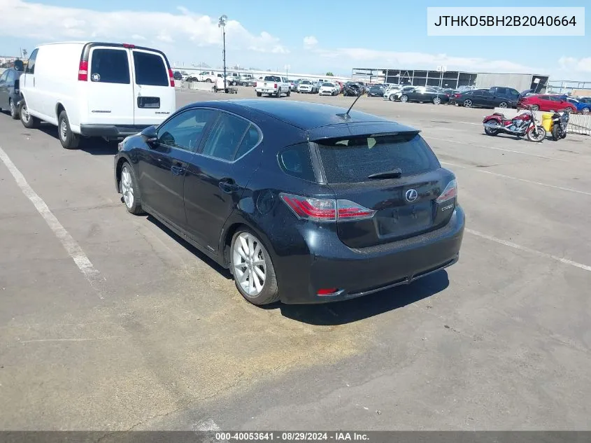 2011 Lexus Ct 200H Premium VIN: JTHKD5BH2B2040664 Lot: 40053641