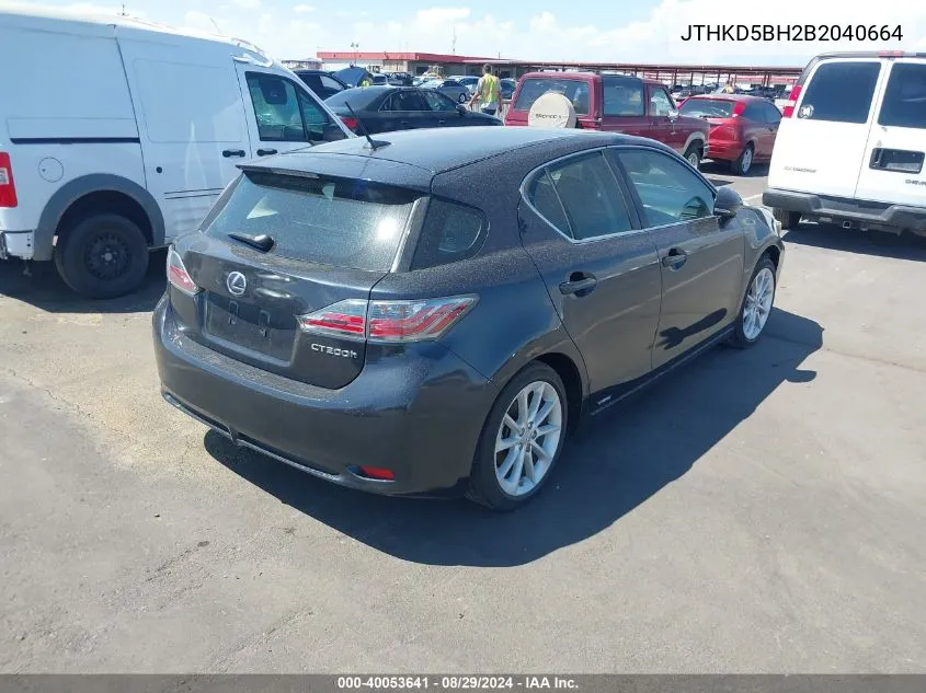 2011 Lexus Ct 200H Premium VIN: JTHKD5BH2B2040664 Lot: 40053641