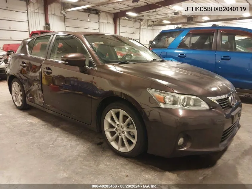 2011 Lexus Ct 200H Premium VIN: JTHKD5BHXB2040119 Lot: 40205458