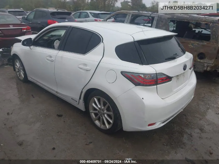 2011 Lexus Ct 200H 200 VIN: JTHKD5BH8B2034271 Lot: 40409701