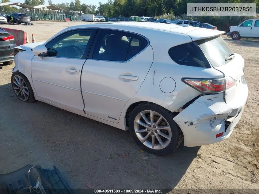 2011 Lexus Ct 200H Premium VIN: JTHKD5BH7B2037856 Lot: 40511503