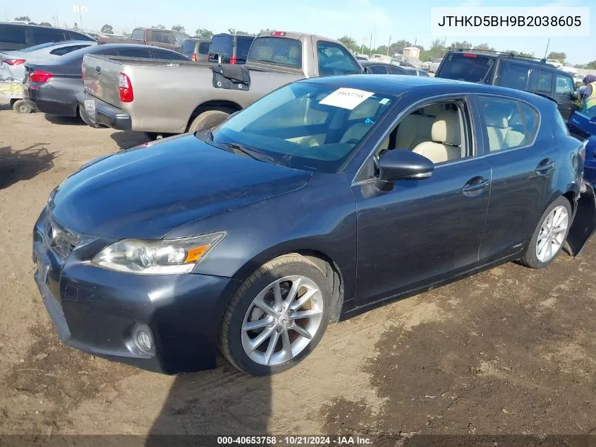 2011 Lexus Ct 200H Premium VIN: JTHKD5BH9B2038605 Lot: 40653758